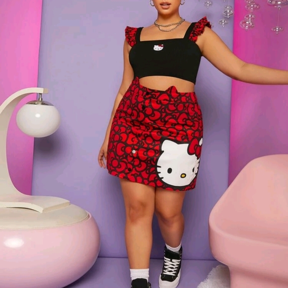 SHEIN Dresses & Skirts - Hello Kitty x Shein Cartoon Bow Skirt Rare Limited Edition